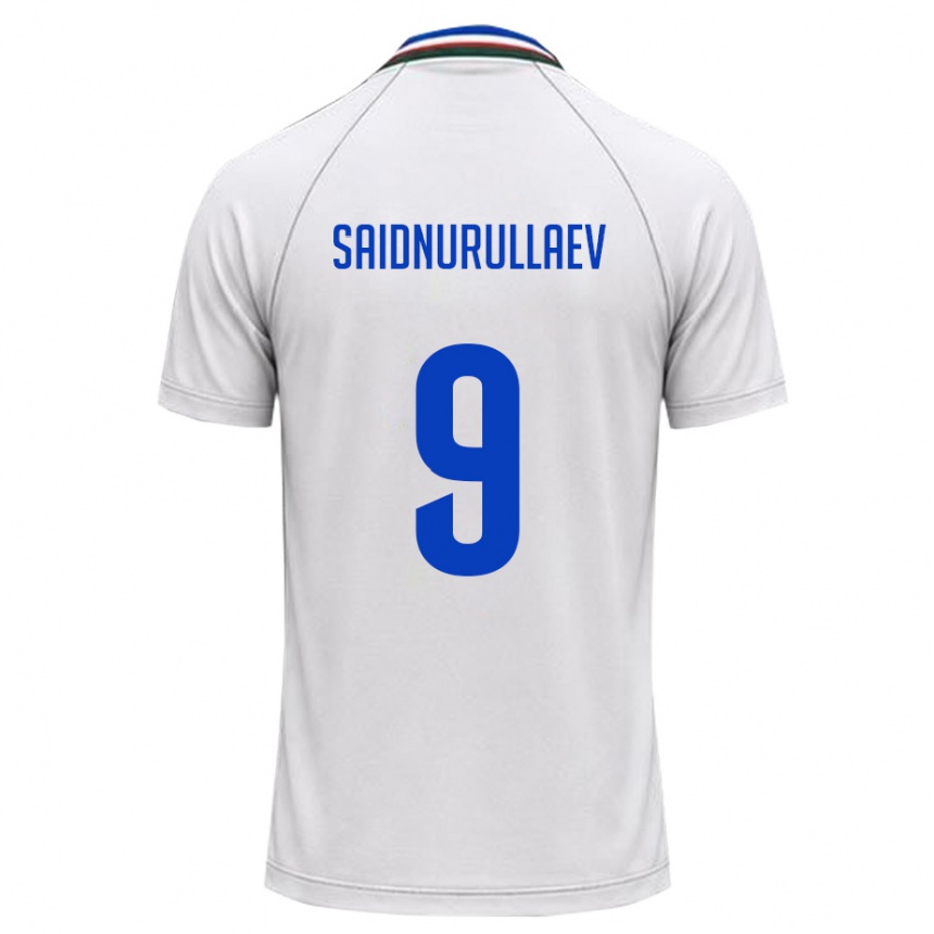 גברים כדורגל אוזבקיסטן Saidumarkhon Saidnurullaev #9 לבן ירוק כהה הרחק ג'רזי 26-28