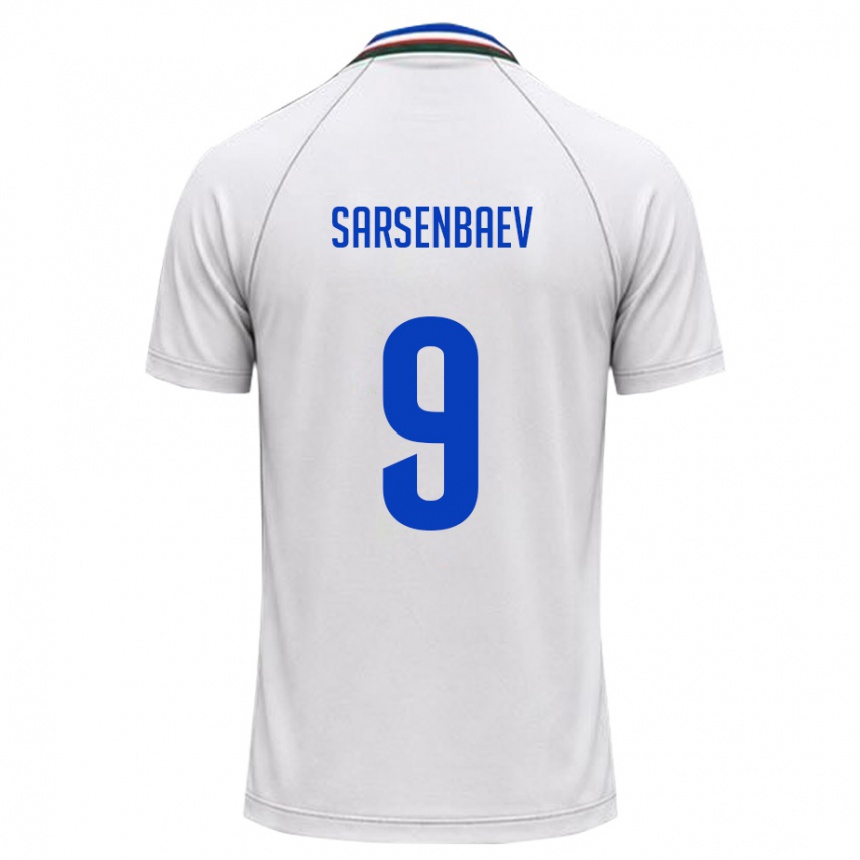 גברים כדורגל אוזבקיסטן Nurbek Sarsenbaev #9 לבן ירוק כהה הרחק ג'רזי 26-28