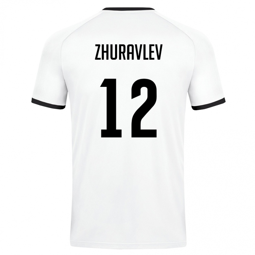 גברים כדורגל אוזבקיסטן Denis Zhuravlev #12 לבן ירוק כהה הרחק ג'רזי 26-28
