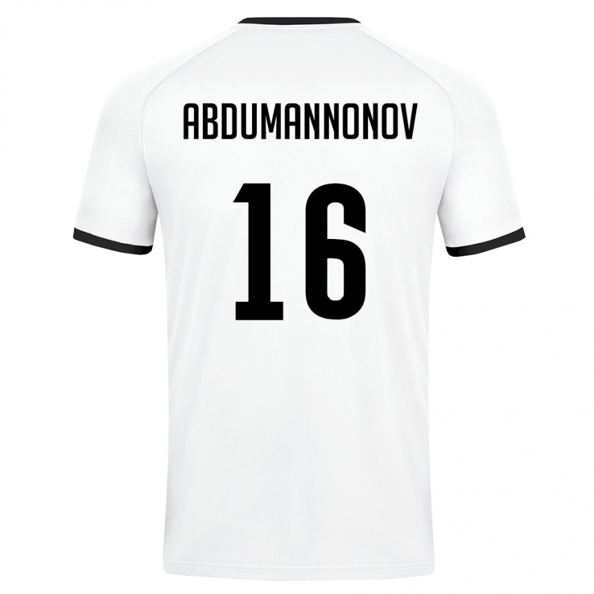 גברים כדורגל אוזבקיסטן Shokhjakhon Abdumannonov #16 לבן ירוק כהה הרחק ג'רזי 26-28