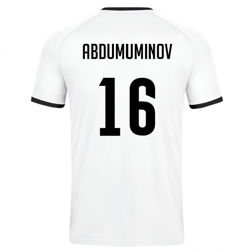 גברים כדורגל אוזבקיסטן Azizbek Abdumuminov #16 לבן ירוק כהה הרחק ג'רזי 26-28