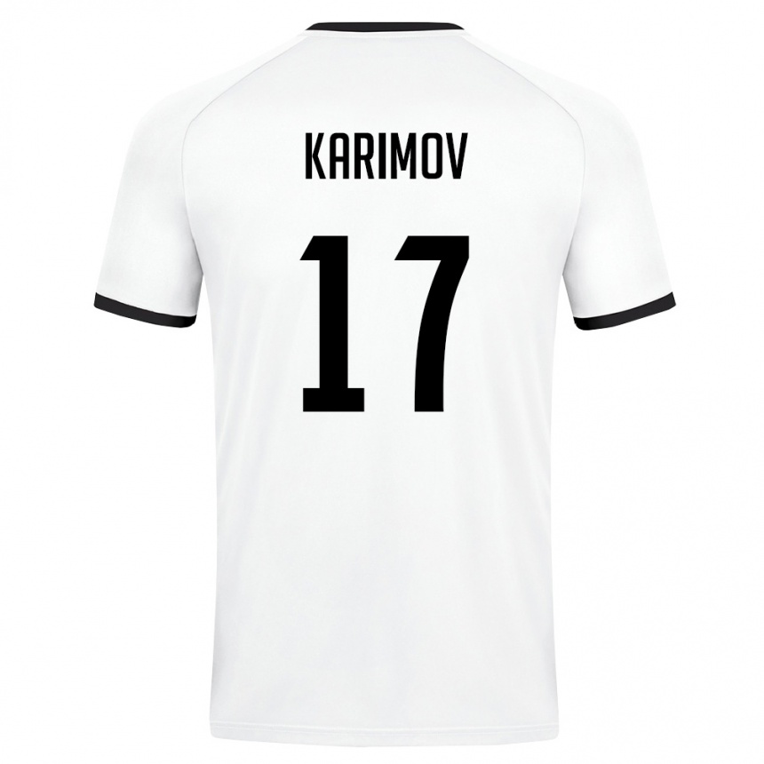 גברים כדורגל אוזבקיסטן Ollobergan Karimov #17 לבן ירוק כהה הרחק ג'רזי 26-28