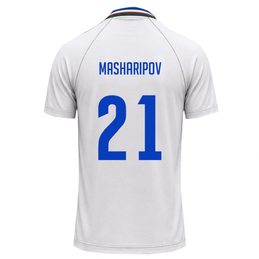 גברים כדורגל אוזבקיסטן Akbar Masharipov #21 לבן ירוק כהה הרחק ג'רזי 26-28