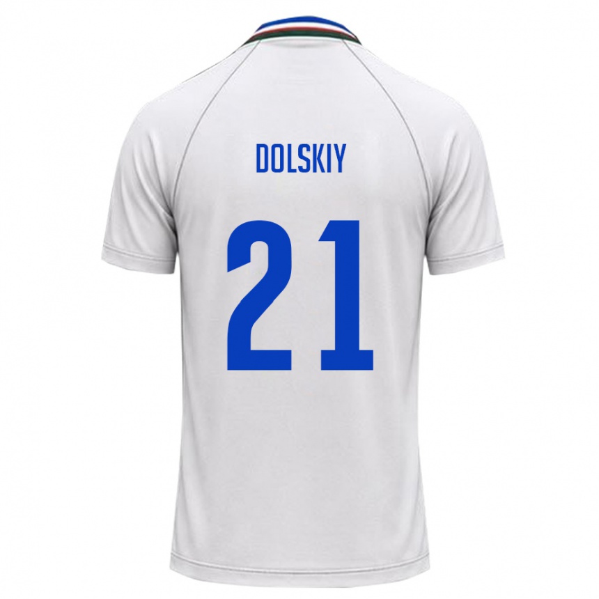 גברים כדורגל אוזבקיסטן Platon Dolskiy #21 לבן ירוק כהה הרחק ג'רזי 26-28