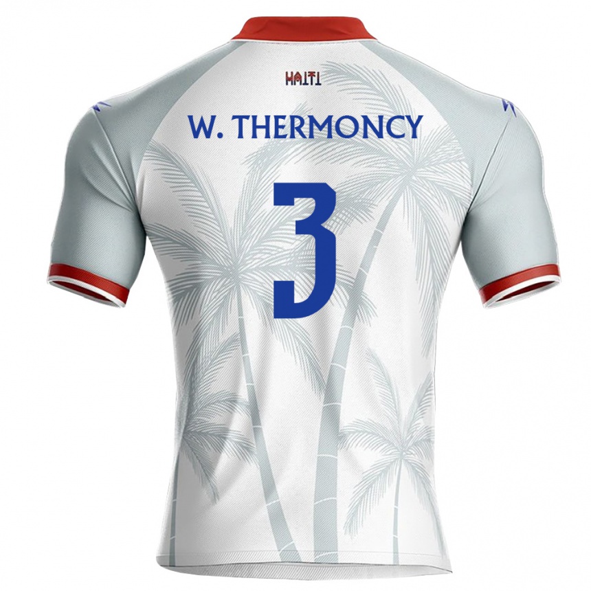 גברים כדורגל האיטי Wasson Thermoncy #3 לבן אדום אפור הרחק ג'רזי 26-28