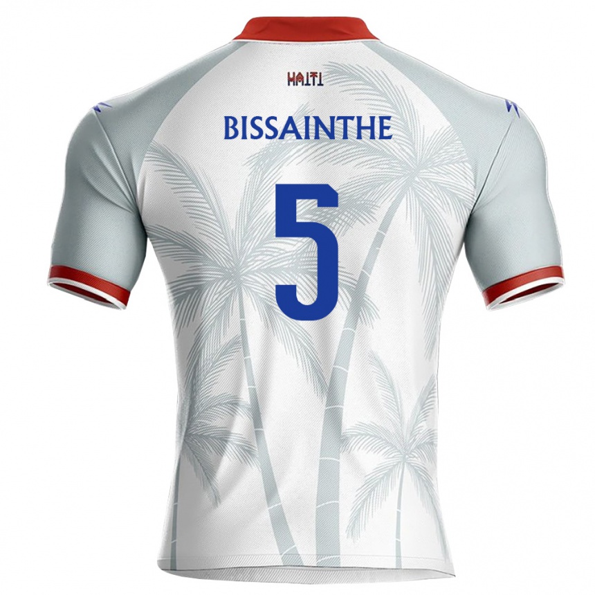 גברים כדורגל האיטי Bicou Bissainthe #5 לבן אדום אפור הרחק ג'רזי 26-28