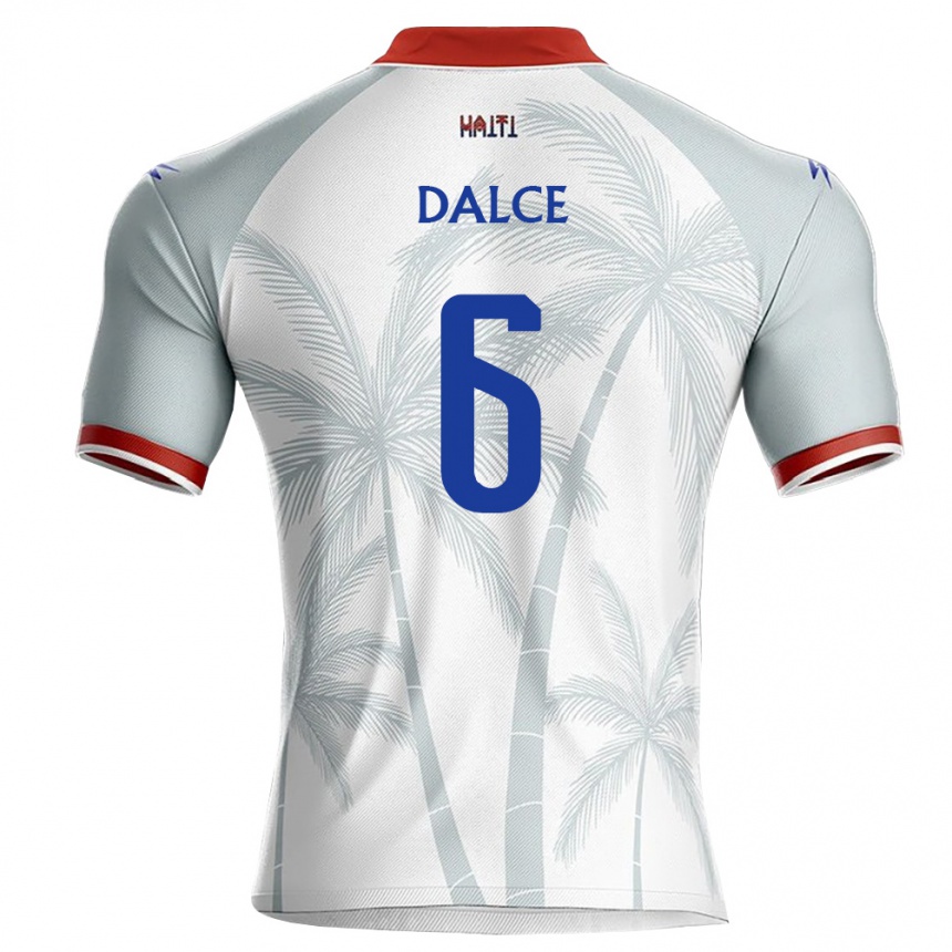 גברים כדורגל האיטי Danrick Dalce #6 לבן אדום אפור הרחק ג'רזי 26-28