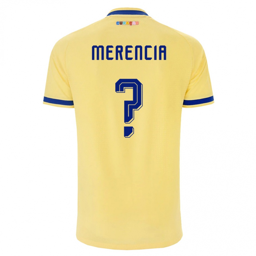 גברים כדורגל קוראסאו Leandro Merencia #0 צהוב כהה ורוד הרחק ג'רזי 26-28