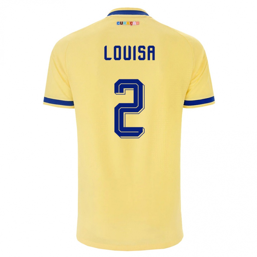 גברים כדורגל קוראסאו Genairo Louisa #2 צהוב כהה ורוד הרחק ג'רזי 26-28
