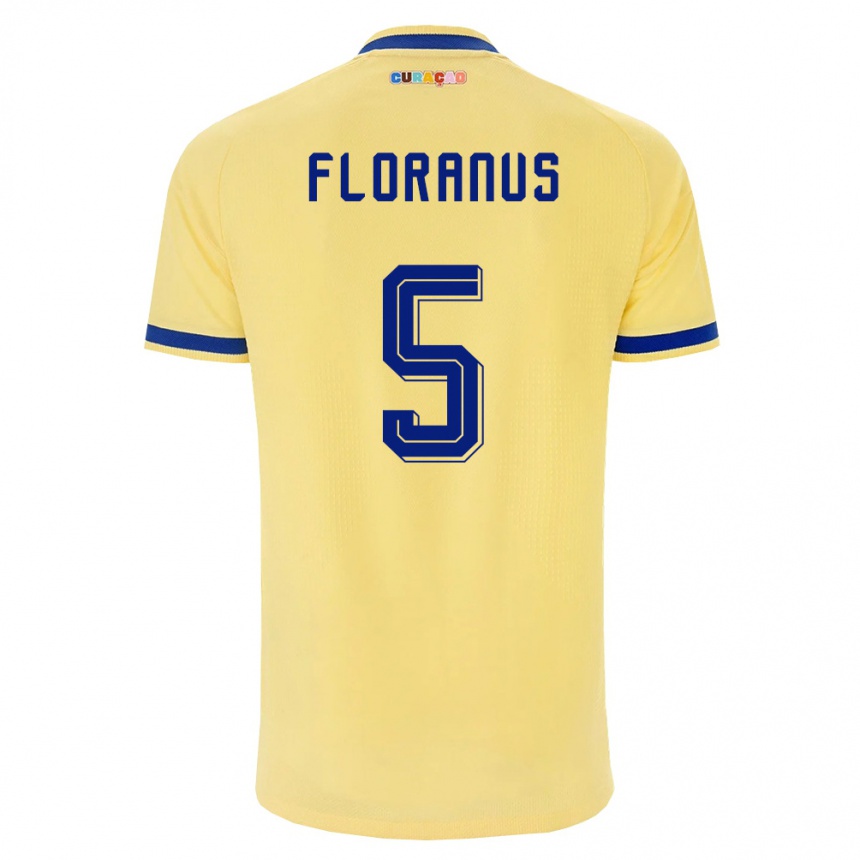 גברים כדורגל קוראסאו Sherel Floranus #5 צהוב כהה ורוד הרחק ג'רזי 26-28