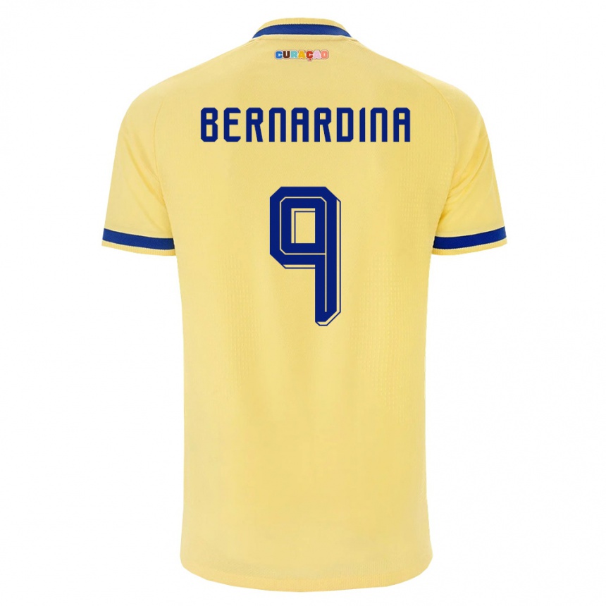 גברים כדורגל קוראסאו Damiënthly Bernardina #9 צהוב כהה ורוד הרחק ג'רזי 26-28