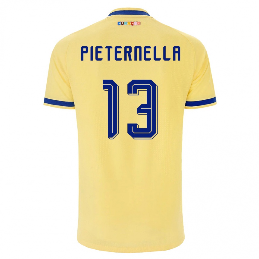 גברים כדורגל קוראסאו Jereem Pieternella #13 צהוב כהה ורוד הרחק ג'רזי 26-28
