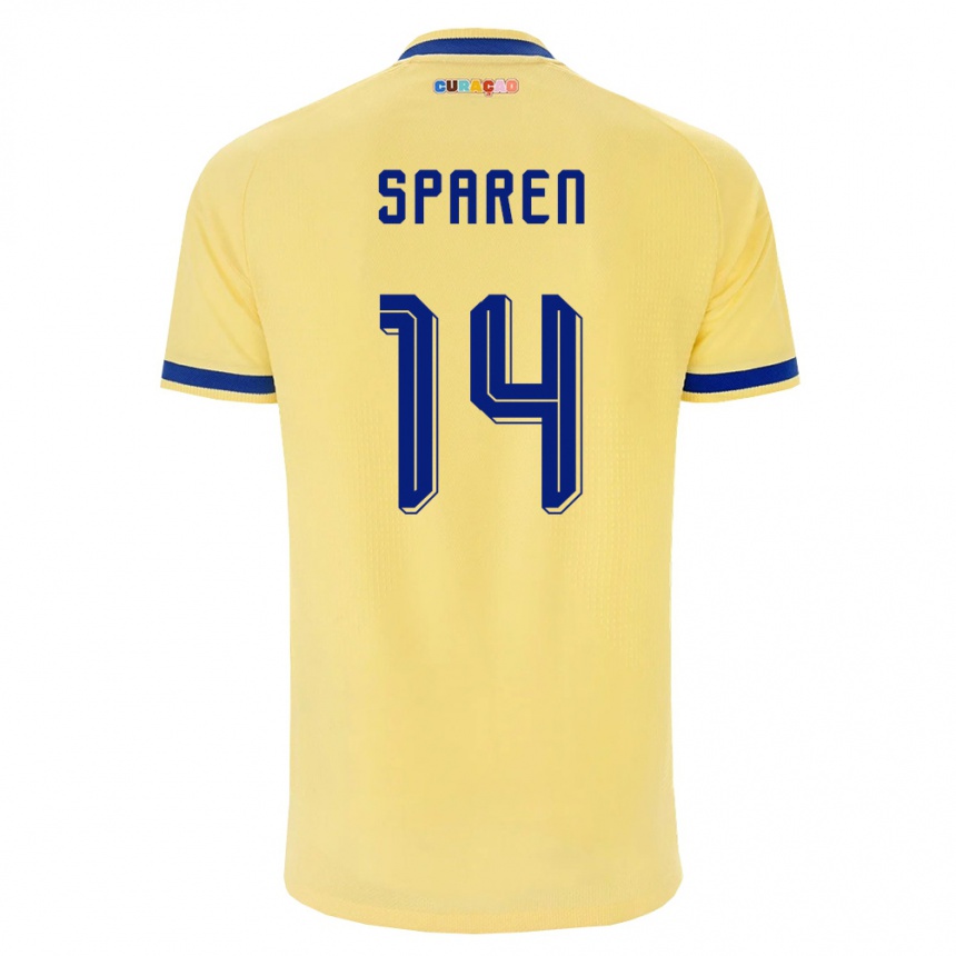 גברים כדורגל קוראסאו Eljan Sparen #14 צהוב כהה ורוד הרחק ג'רזי 26-28