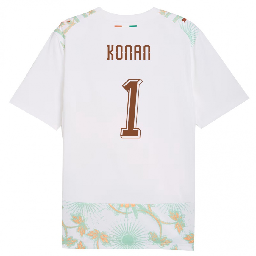 גברים כדורגל חוף השנהב Yvann Konan #1 לבן כתום ירוק הרחק ג'רזי 26-28