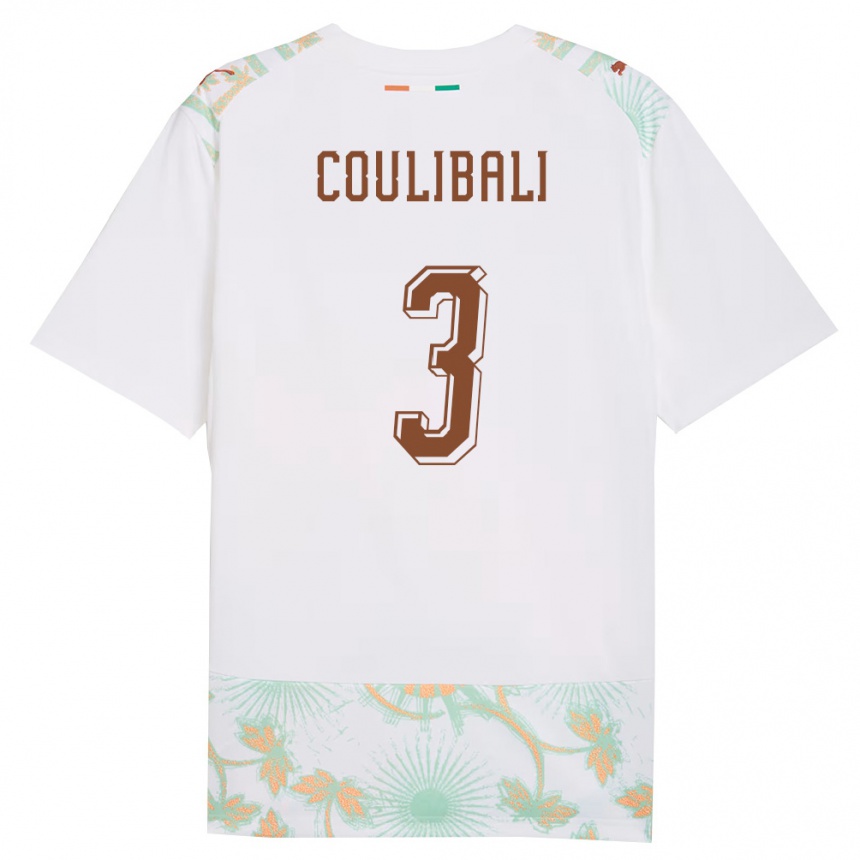 גברים כדורגל חוף השנהב Hassan Coulibali #3 לבן כתום ירוק הרחק ג'רזי 26-28