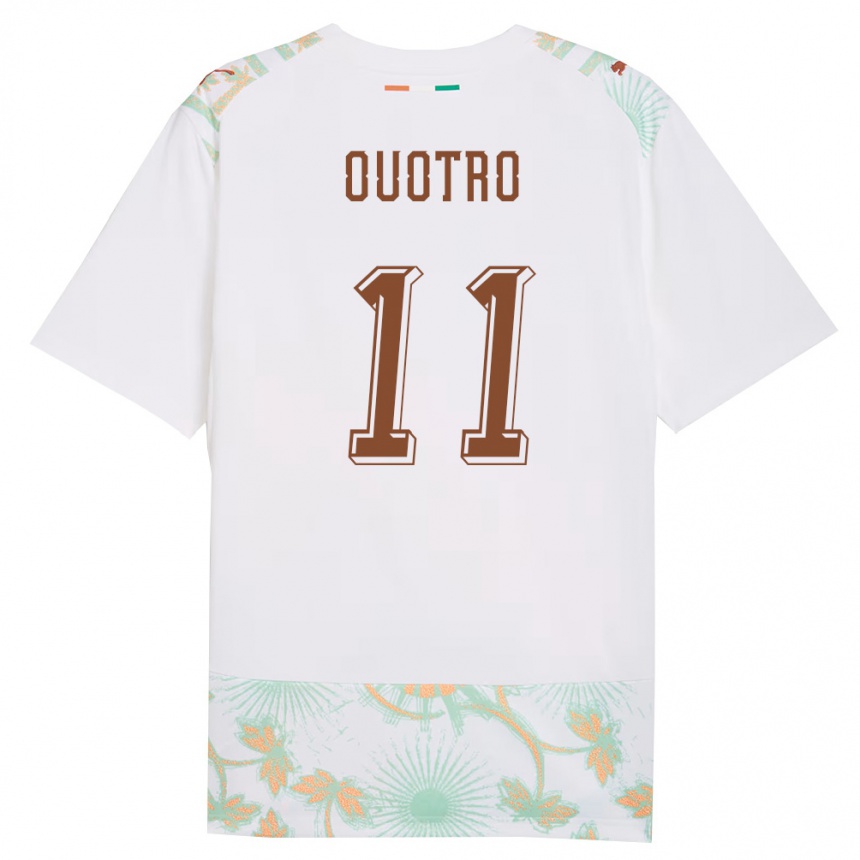 גברים כדורגל חוף השנהב Patrick Ouotro #11 לבן כתום ירוק הרחק ג'רזי 26-28