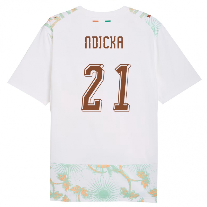 גברים כדורגל חוף השנהב Evan Ndicka #21 לבן כתום ירוק הרחק ג'רזי 26-28
