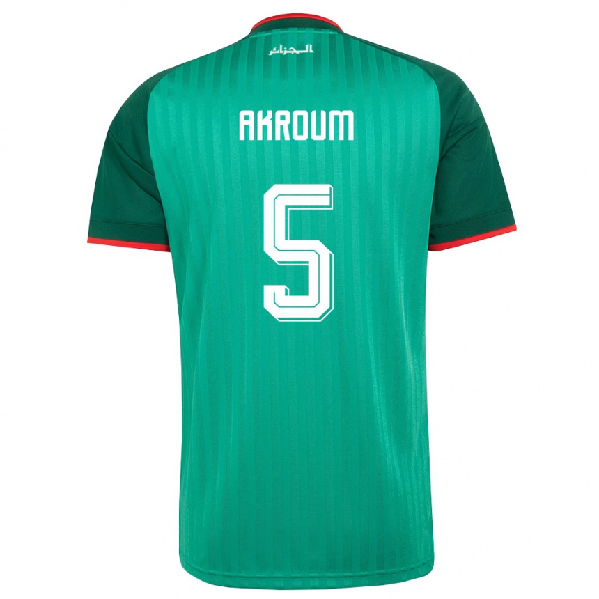 גברים כדורגל אלג'יריה Youcef Akroum #5 ירוק אדום לבן הרחק ג'רזי 26-28