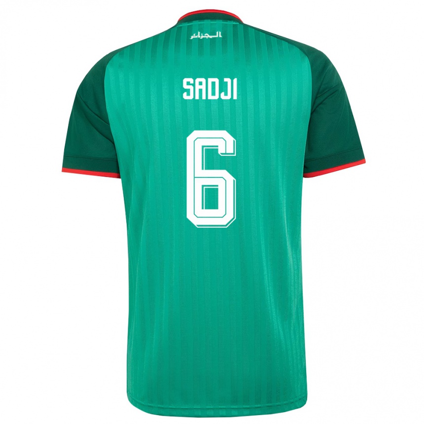 גברים כדורגל אלג'יריה Ali Sadji #6 ירוק אדום לבן הרחק ג'רזי 26-28