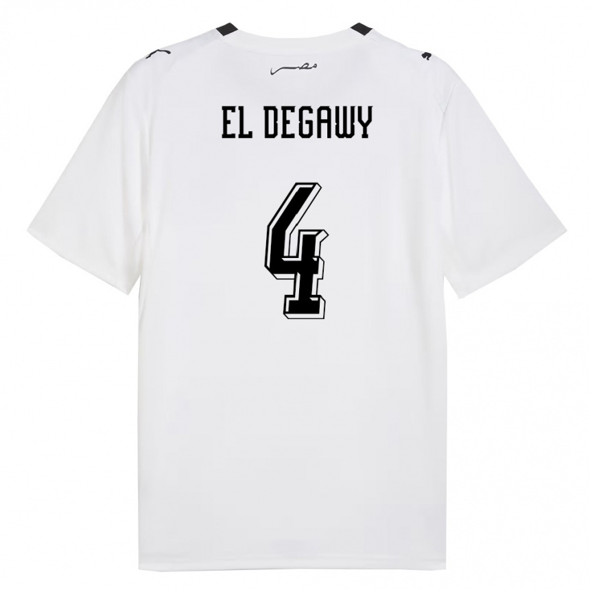 גברים כדורגל מצרים Hamza El Degawy #4 לבן אפור שחור הרחק ג'רזי 26-28