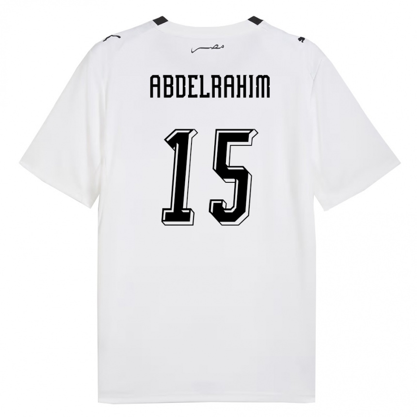 גברים כדורגל מצרים Omar Abdelrahim #15 לבן אפור שחור הרחק ג'רזי 26-28