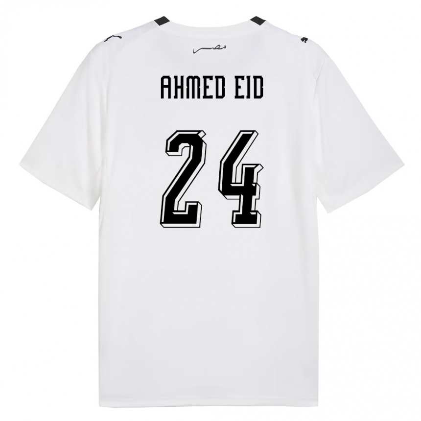 גברים כדורגל מצרים Ahmed Eid #24 לבן אפור שחור הרחק ג'רזי 26-28