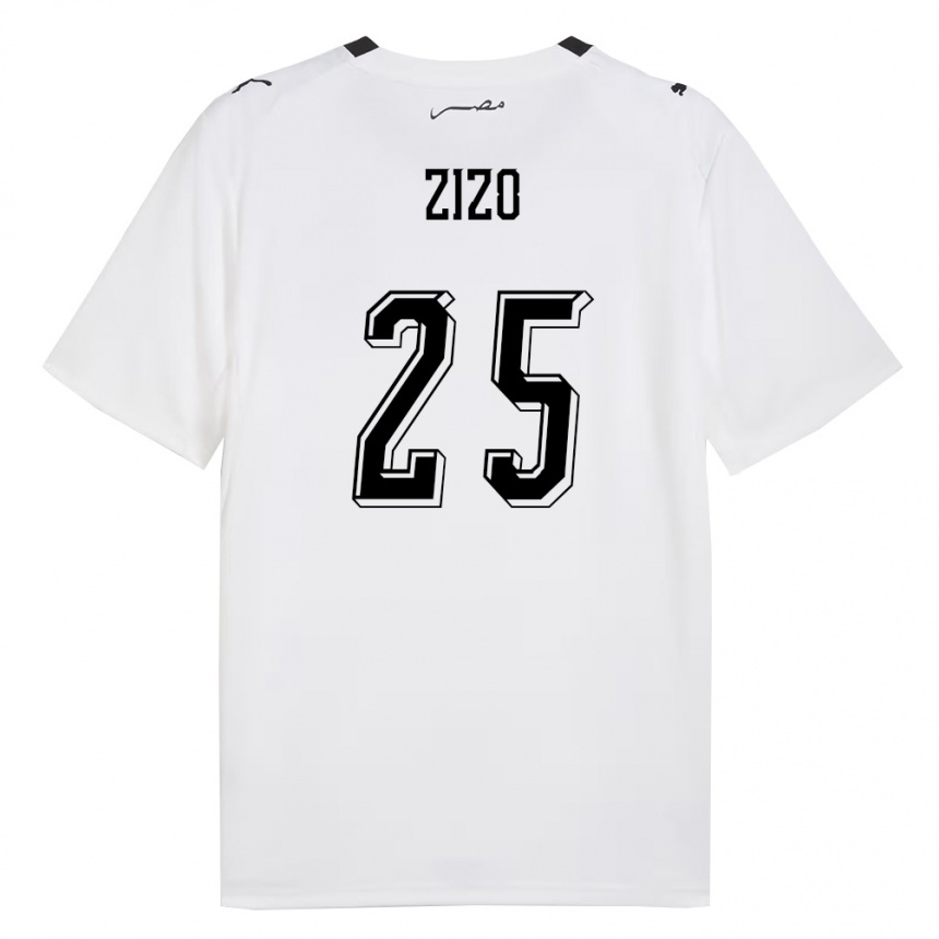 גברים כדורגל מצרים Zizo #25 לבן אפור שחור הרחק ג'רזי 26-28
