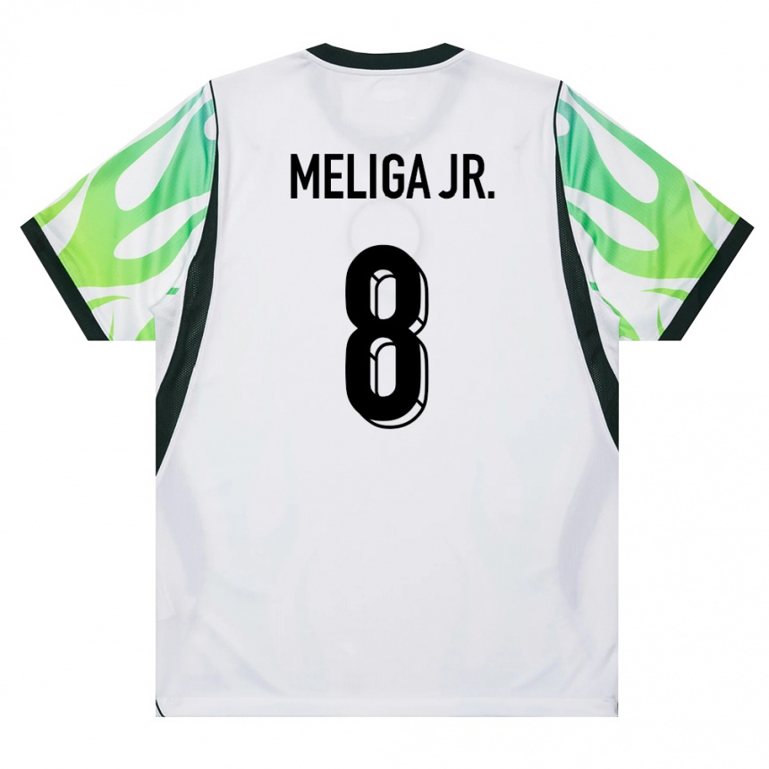 גברים כדורגל ניגריה Promise Meliga Jr. #8 לבן ירוק הרחק ג'רזי 26-28