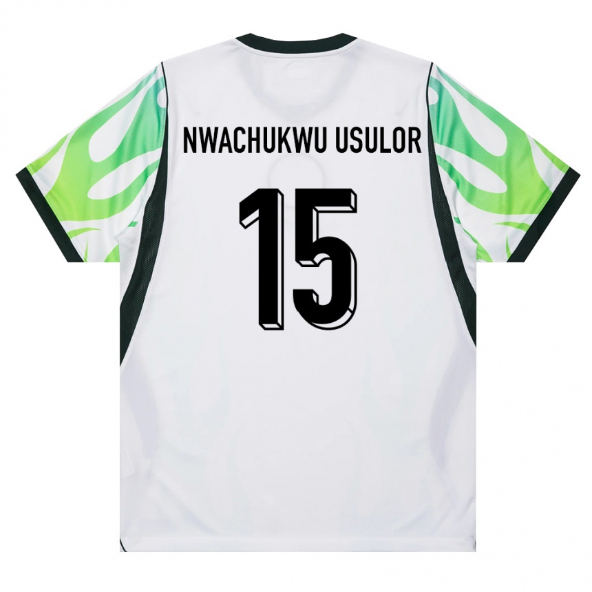 גברים כדורגל ניגריה Israel Nwachukwu Usulor #15 לבן ירוק הרחק ג'רזי 26-28