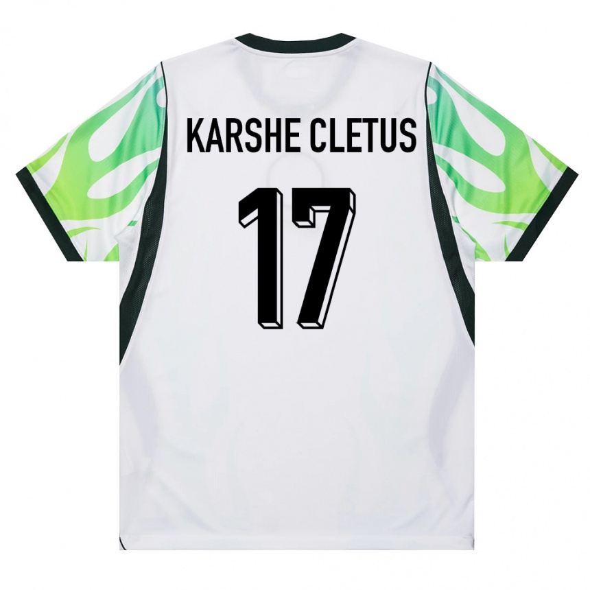 גברים כדורגל ניגריה Simon Karshe Cletus #17 לבן ירוק הרחק ג'רזי 26-28