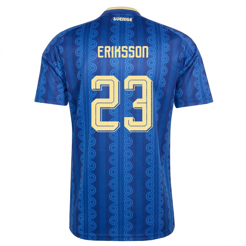 גברים כדורגל שוודיה Simon Eriksson #23 כחול כהה צהוב הרחק ג'רזי 26-28