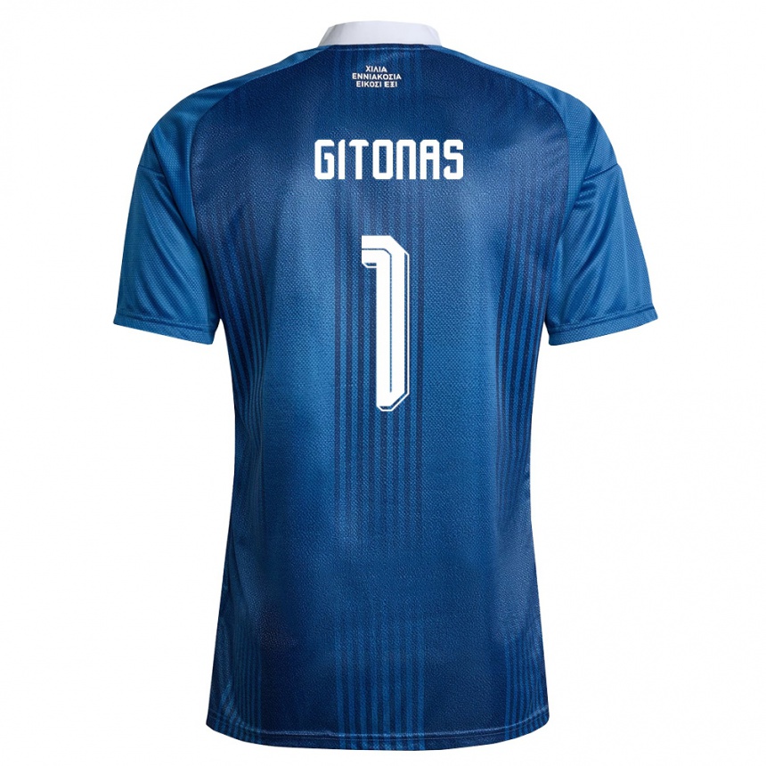 גברים כדורגל יוון Christos Gitonas #1 כהה כחול לבן הרחק ג'רזי 26-28