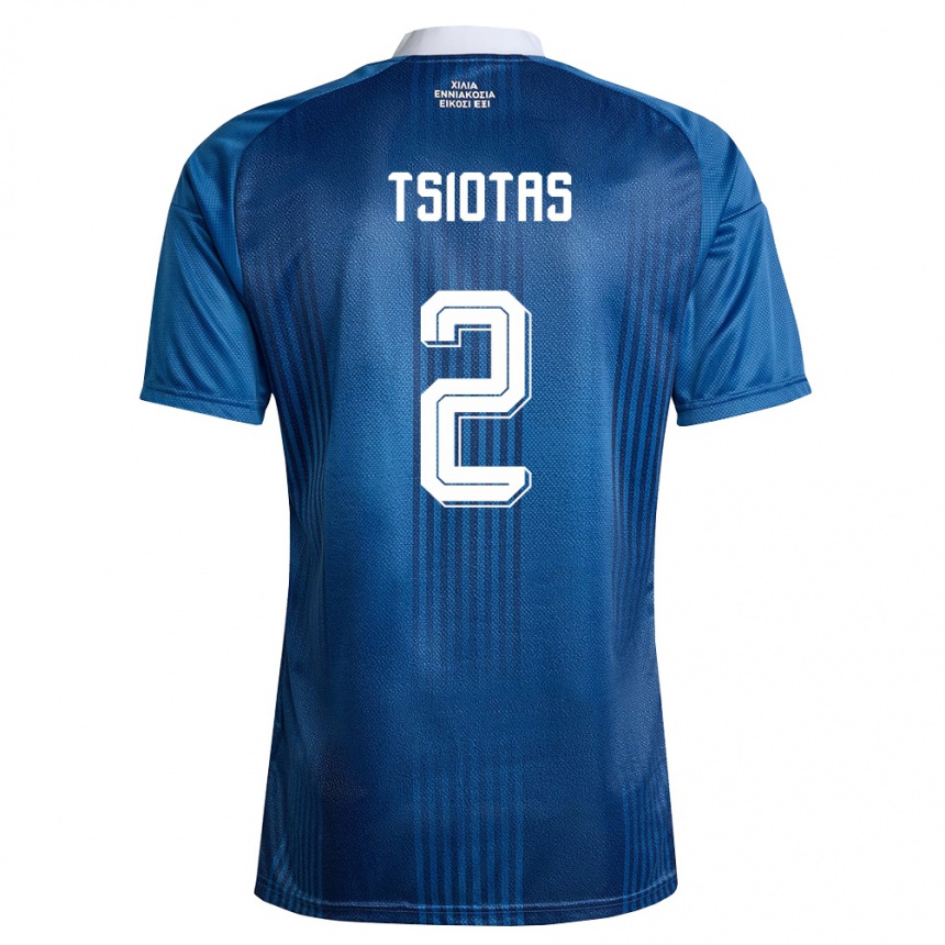 גברים כדורגל יוון Pavlos Tsiotas #2 כהה כחול לבן הרחק ג'רזי 26-28