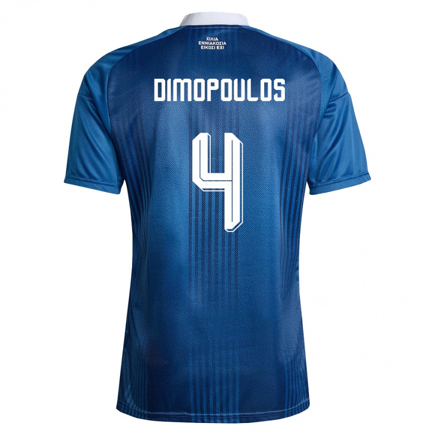 גברים כדורגל יוון Evgenios Dimopoulos #4 כהה כחול לבן הרחק ג'רזי 26-28