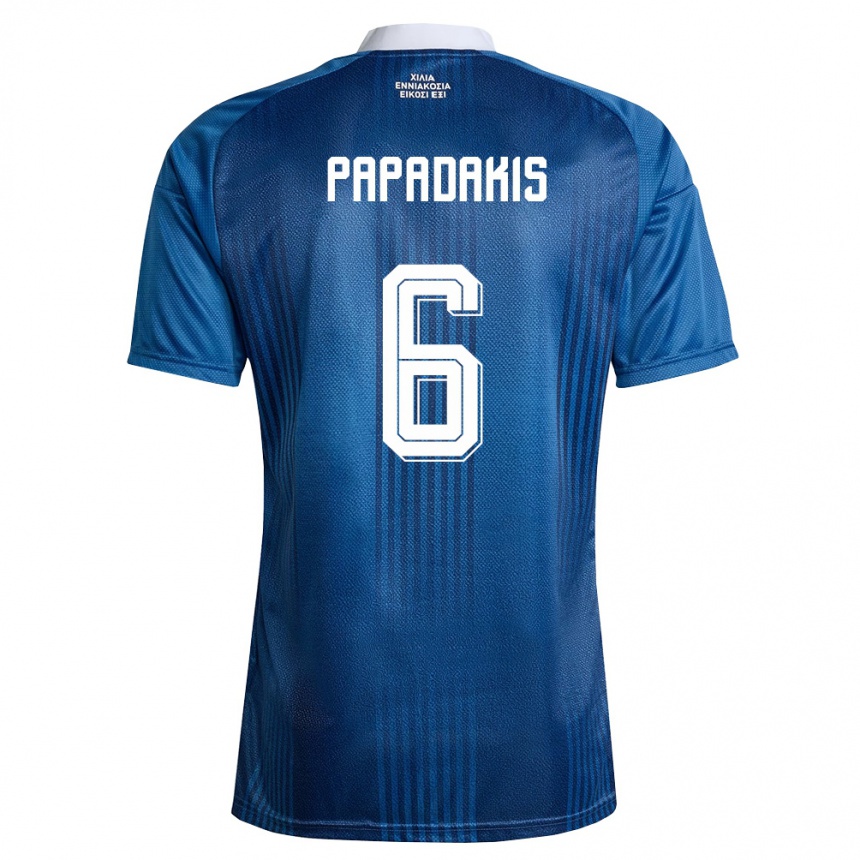 גברים כדורגל יוון Konstantinos Papadakis #6 כהה כחול לבן הרחק ג'רזי 26-28
