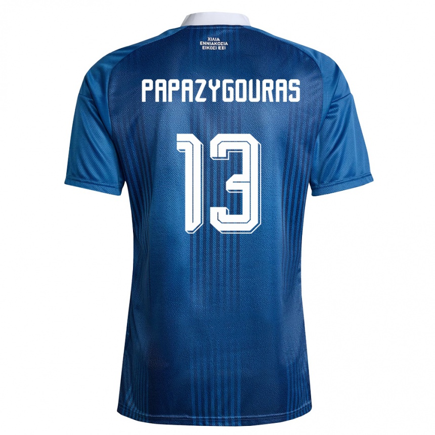 גברים כדורגל יוון Dimitrios Papazygouras #13 כהה כחול לבן הרחק ג'רזי 26-28