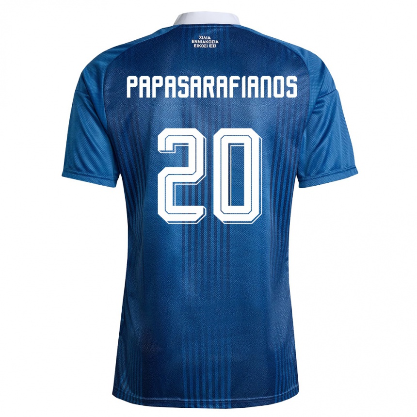 גברים כדורגל יוון Sarafianos Papasarafianos #20 כהה כחול לבן הרחק ג'רזי 26-28