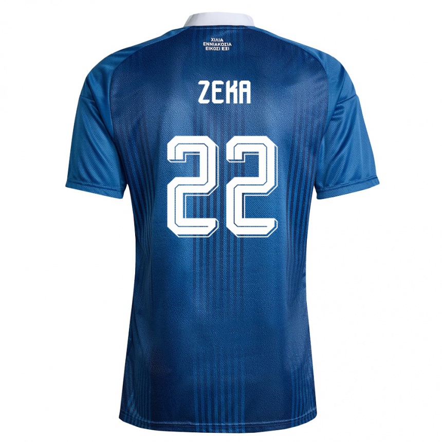 גברים כדורגל יוון Rushit Zeka #22 כהה כחול לבן הרחק ג'רזי 26-28