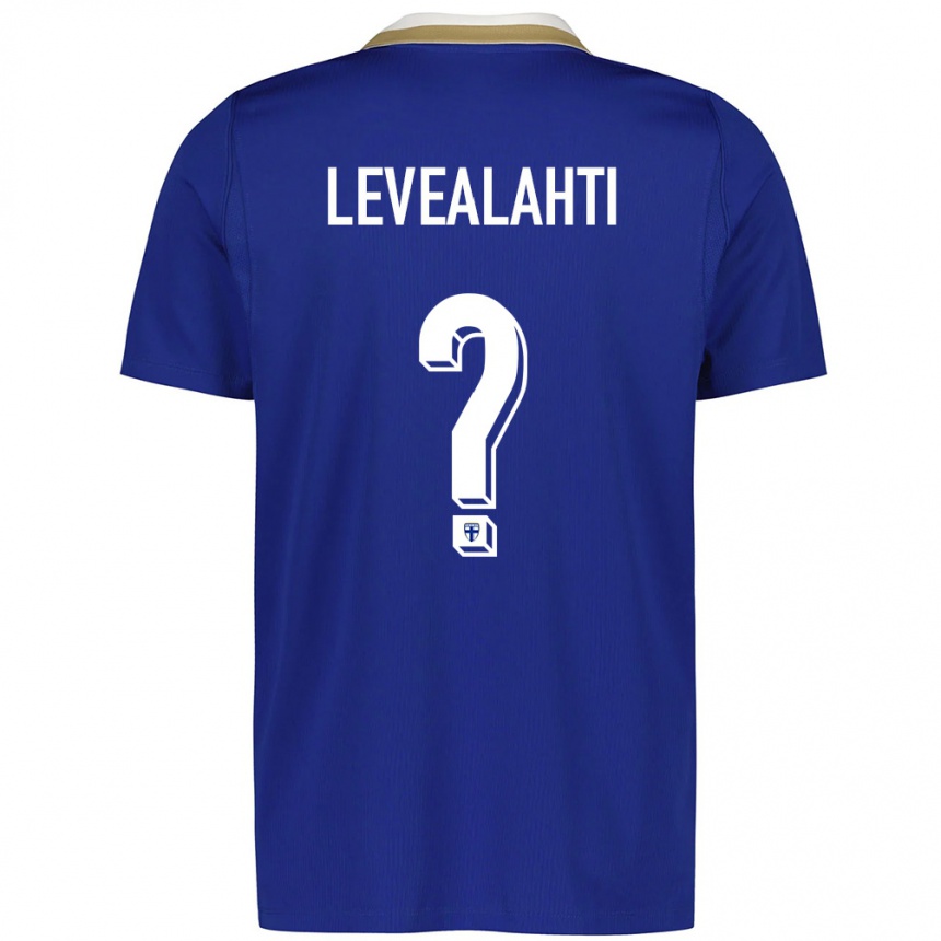 גברים כדורגל פינלנד Emil Leveälahti #0 כחול לבן הרחק ג'רזי 26-28