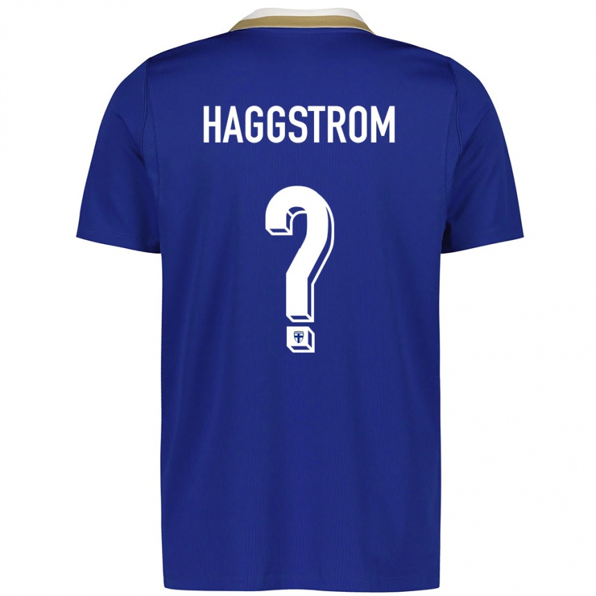 גברים כדורגל פינלנד Oscar Häggström #0 כחול לבן הרחק ג'רזי 26-28
