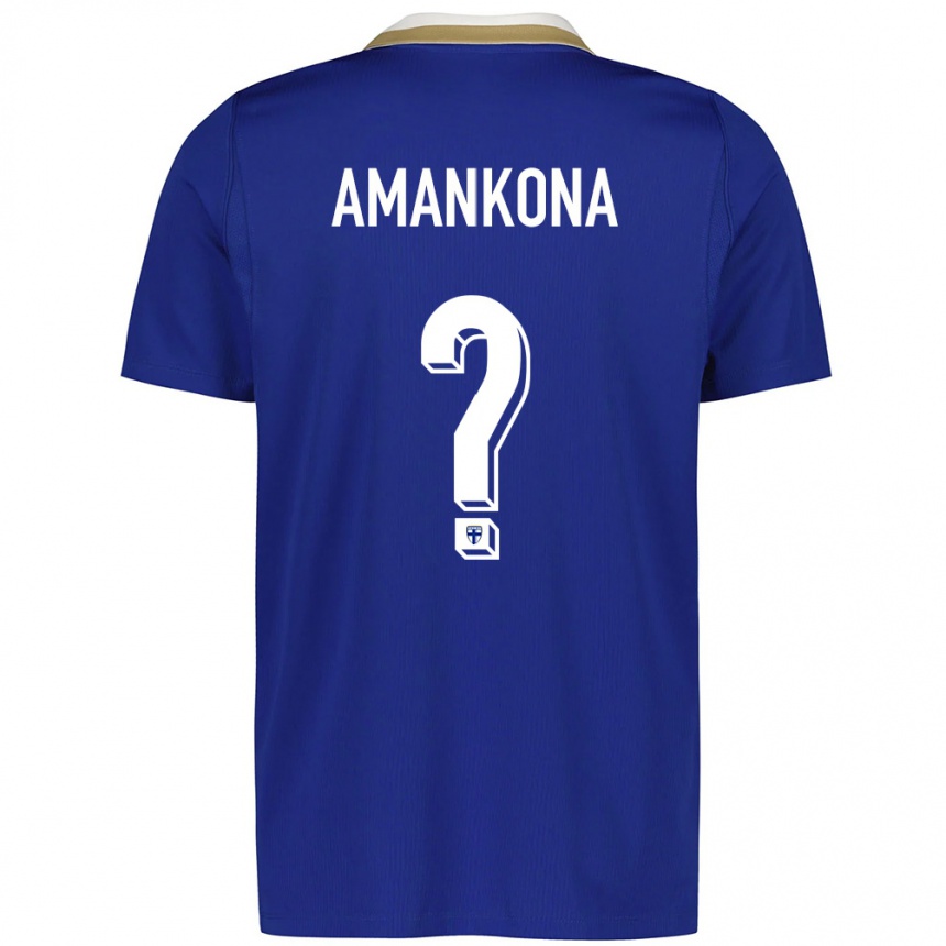 גברים כדורגל פינלנד Alvar Amankona #0 כחול לבן הרחק ג'רזי 26-28