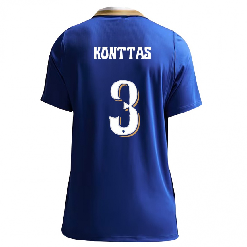 גברים כדורגל פינלנד Valo Konttas #3 כחול לבן הרחק ג'רזי 26-28