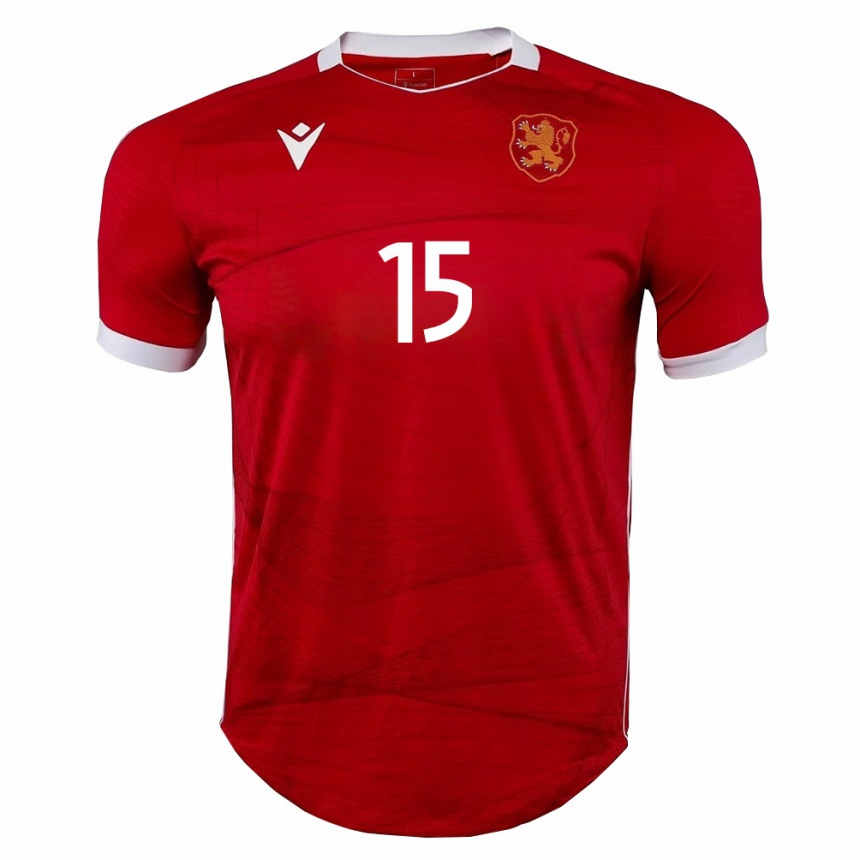גברים כדורגל בולגריה Daniel Kirilov #15 אדום לבן הרחק ג'רזי 26-28