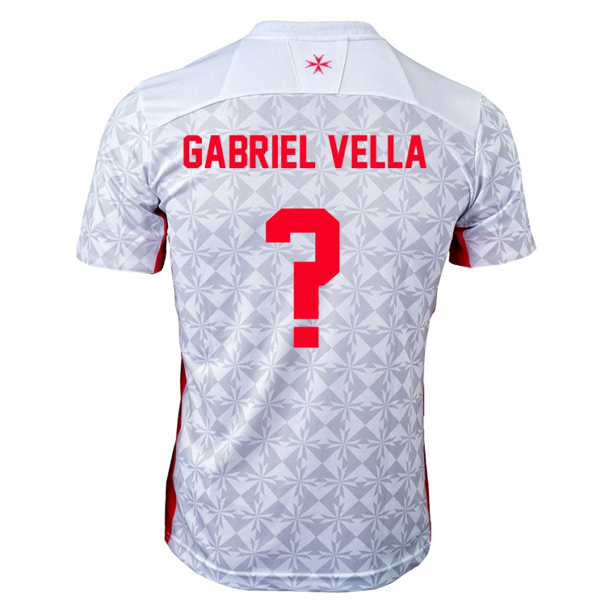 גברים כדורגל מלטה Gabriel Vella #0 אפור לבן אדום הרחק ג'רזי 26-28