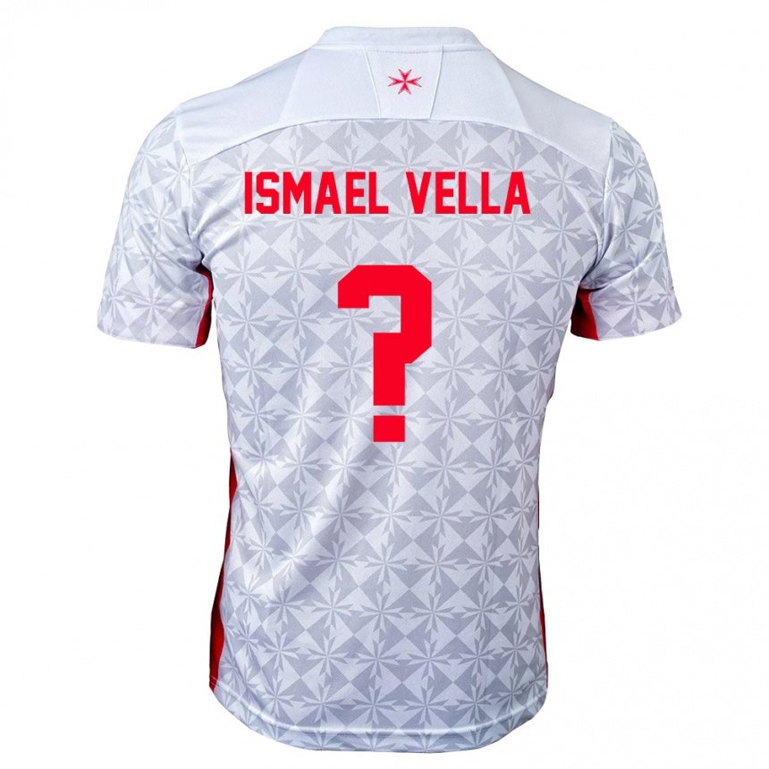 גברים כדורגל מלטה Ismael Vella #0 אפור לבן אדום הרחק ג'רזי 26-28