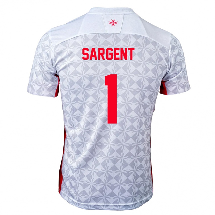 גברים כדורגל מלטה Karl Sargent #1 אפור לבן אדום הרחק ג'רזי 26-28