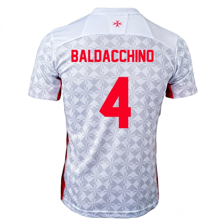 גברים כדורגל מלטה Jerome Baldacchino #4 אפור לבן אדום הרחק ג'רזי 26-28