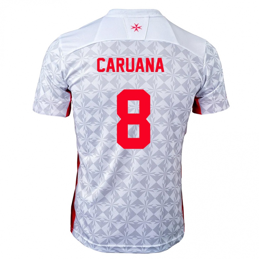 גברים כדורגל מלטה Lucas Caruana #8 אפור לבן אדום הרחק ג'רזי 26-28
