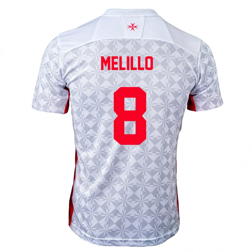 גברים כדורגל מלטה Thomas Melillo #8 אפור לבן אדום הרחק ג'רזי 26-28