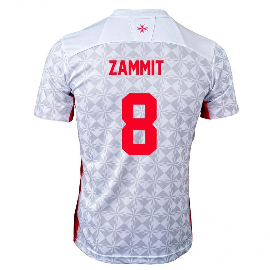 גברים כדורגל מלטה Kaylon Zammit #8 אפור לבן אדום הרחק ג'רזי 26-28